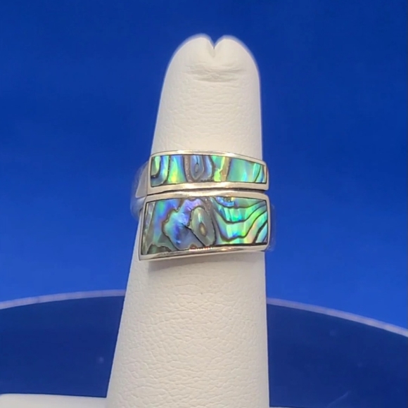 NWT Sajen Silver Abalone Shell Bypass Ring in Sterling Silver Size 5 - Picture 3 of 13